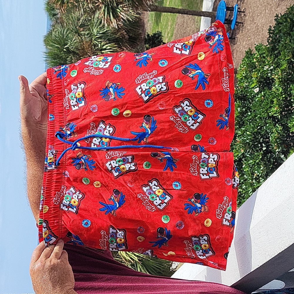 Men's novelty bathingsuit, Froot Loops, sz XL, NWT